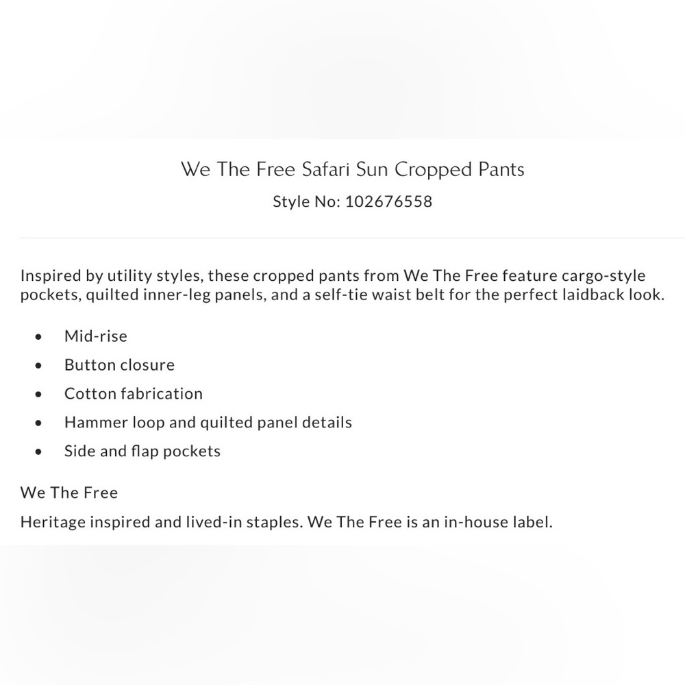 NWT Free People 2 We the Free Safari Sun Cropped Pants in Keepsake Clover Green - Picture 5 of 7